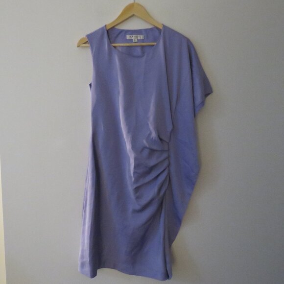 L.K. BENNETT Venus Satin Ruched Shift Dress in Lilac Purple - Size US 6 - Picture 2 of 15